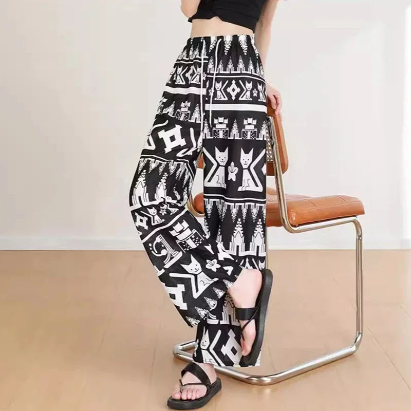 New Cat Wide Leg Pants Casual Pants Women's Trendy Drop Feel Collection Sleepy Pants Pants Home Clothes