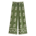Boho Queens Women Floral Bohemian Wide Leg Holiday Pants with Pockets Lady Elastic Waist Loose Vacation Boho Pants Trousers