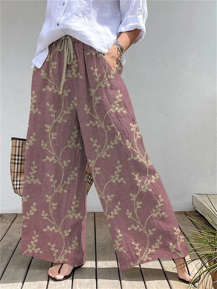 Women's Loose-Fit Casual Outdoor Streetwear Wide-Leg Pants With 3D Floral Print Stylish And Versatile Everyday Casual Pants