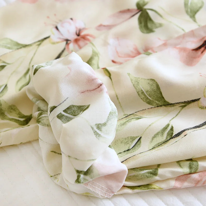 Spring and summer new women's trousers 100% viscose large flowers comfortable pajama pants loose closing home pants plus size