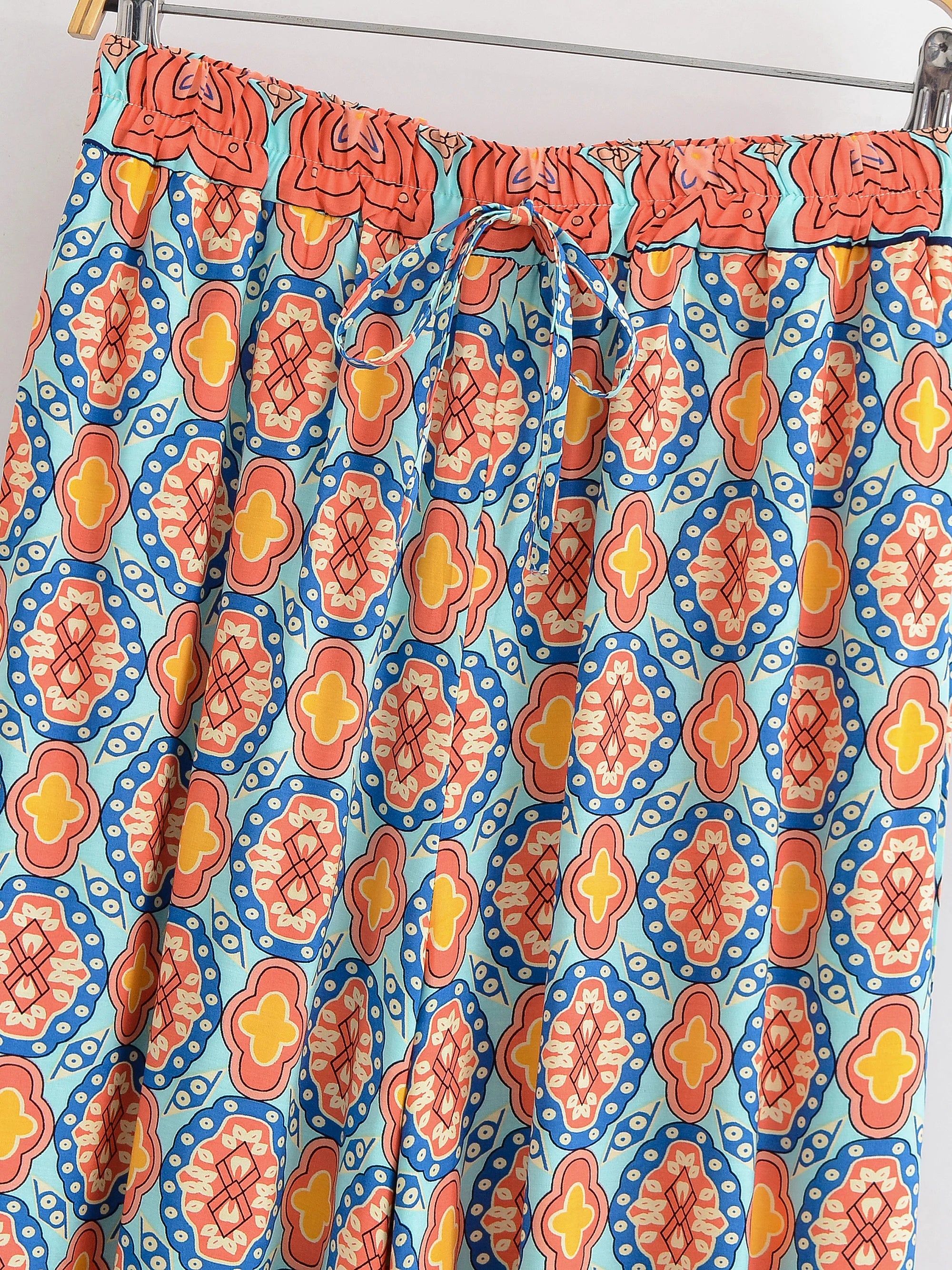 Vintage Chic 2025 Autumn Fashion Green Floral Print Baggy Pants Women Bloomers Casual Mid Waist Side Pockets Loose Yoga Trousers