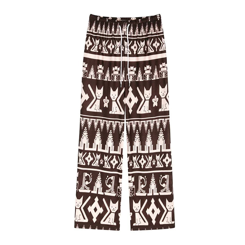 New Cat Wide Leg Pants Casual Pants Women's Trendy Drop Feel Collection Sleepy Pants Pants Home Clothes