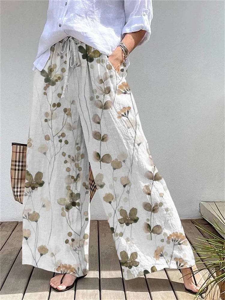 Women's Loose-Fit Casual Outdoor Streetwear Wide-Leg Pants With 3D Floral Print Stylish And Versatile Everyday Casual Pants